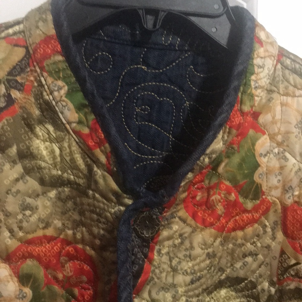 Reverse-Able Denim Embroidered Jacket Outside Gol… - image 5
